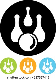 Bowling skittles and ball - Vector icon isolated