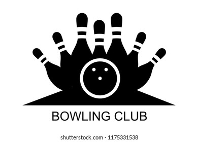 Bowling. Skittles and a ball. Vector poster logo.