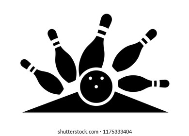 Bowling. Skittles and a ball. Vector poster logo.