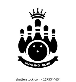 Bowling. Skittles and a ball. Vector poster logo.