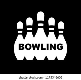 Bowling. Skittles and a ball. Vector poster logo.