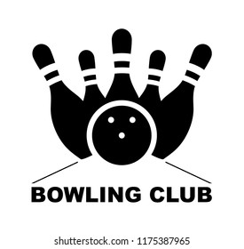 Bowling. Skittles and a ball. Vector poster logo.