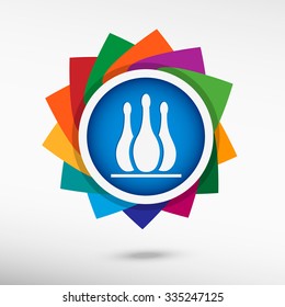 Bowling skittles color icon. Flat design style