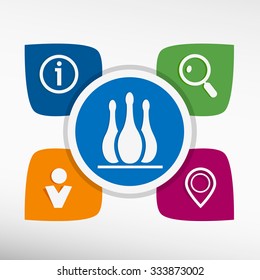 Bowling skittles color icon, vector illustration. Flat design style