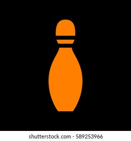 Bowling skittles icon. Vector. Orange icon on black background. Fire.