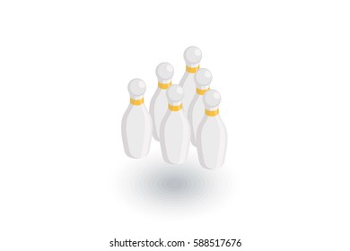 Bowling Skittles Isometric flat icon. 3d vector colorful illustration. Pictogram isolated on white background