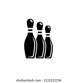 Bowling Skittles Pin. Flat Vector Icon illustration. Simple black symbol on white background. Bowling Skittles Pin sign design template for web and mobile UI element