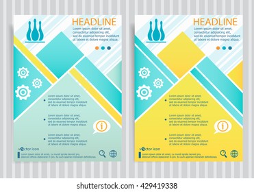 Bowling skittles symbol on vector brochure flyer design layout template. Business modern template