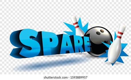 Bowling spare blue color. Vector clip art illustration.