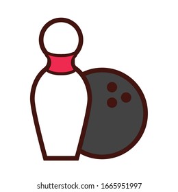 bowling sport ball and pine line and fill icon vector illustration design