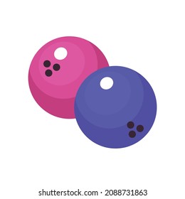 Bowling sport game entertainment isometric composition with images of colorful balls vector illustration