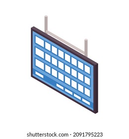 Bowling sport game entertainment isometric composition with isolated image of score board vector illustration