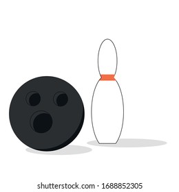 Bowling Sport game Vector Icon Illustration. Bowling pin single and ball isolated.