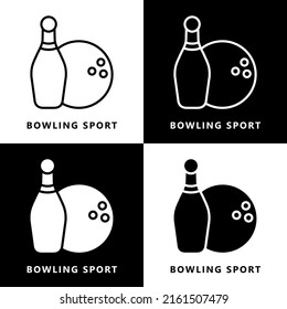 Bowling Sport Icon Cartoon. Ball and Pin Bowling Symbol Vector Logo
