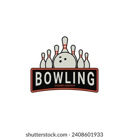 Bowlingsport Logo Design Vintage Retro-Button