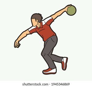 Bowling Sport Male Player Action  Cartoon Graphic Vector