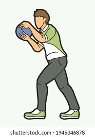 Bowling Sport Male Player Action  Cartoon Graphic Vector