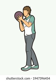 Bowling Sport Male Player Action Cartoon Graphic Vector
