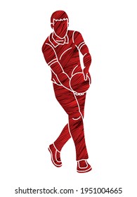 Bowling Sport Male Player Pose Cartoon Graphic Vector