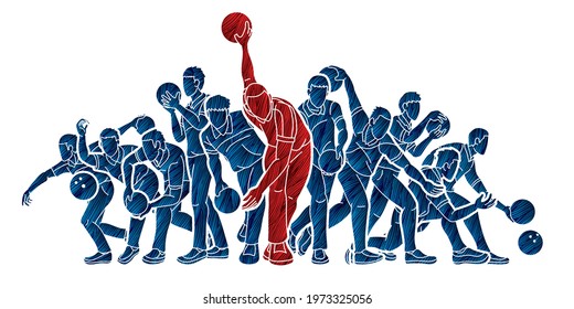 Bowling Sport Male Players  Graphic Vector