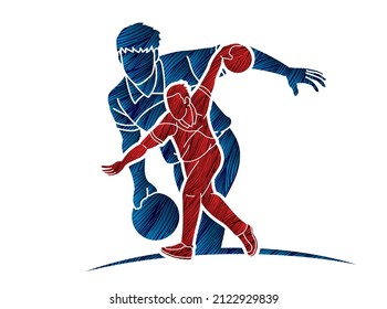 Bowling Sport Male Players Graphic Vector