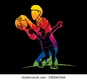 Bowling Sport Players Bowler Male and Female Action Cartoon Graphic Vector