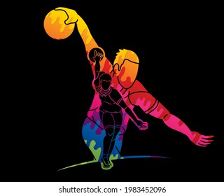 Bowling Sport Players Bowler Male and Female Action Cartoon Graphic Vector
