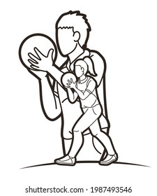 Bowling Sport Players Bowler Male and Female Action Cartoon Graphic Vector