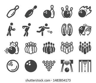 bowling sport and recreation icon set,vector and illustration