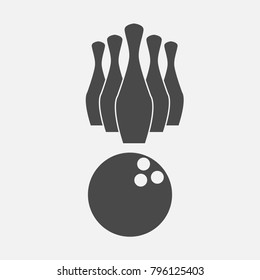 bowling sport vector icon ball and pins