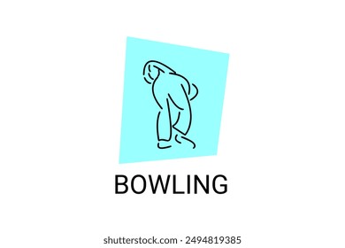 icono de la línea de Vector de bowling sport. jugar a los bolos. pictograma deportivo, Ilustración vectorial.