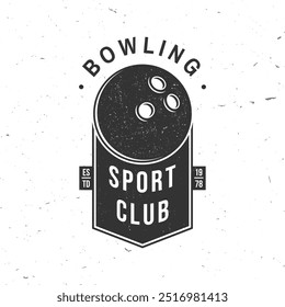 Bowling sports club logo, badge design. Vintage design with bowling ball silhouette. Vector.