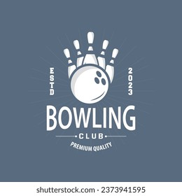 Bowling Sports Club Logo, Bowling Ball And Pin Design Vector Tournament Templet Illustration