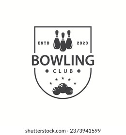 Bowling Sports Club Logo, Bowling Ball And Pin Design Vector Tournament Templet Illustration
