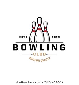 Bowling Sports Club Logo, Bowling Ball And Pin Design Vector Tournament Templet Illustration