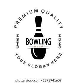 Bowling Sports Club Logo, Bowling Ball And Pin Design Vector Tournament Templet Illustration