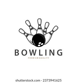 Bowling Sports Club Logo, Bowling Ball And Pin Design Vector Tournament Templet Illustration