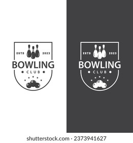 Bowling Sports Club Logo, Bowling Ball And Pin Design Vector Tournament Templet Illustration