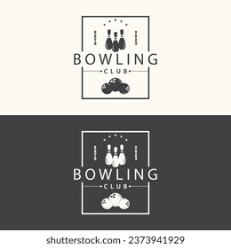 Bowling Sports Club Logo, Bowling Ball And Pin Design Vector Tournament Templet Illustration