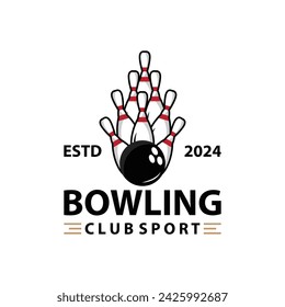 Bowling Sports Club Logo, Bowling Ball And Pin Design Vector Tournament Templet Illustration