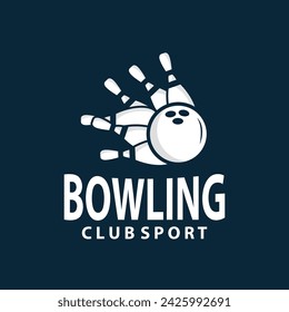 Bowling Sports Club Logo, Bowling Ball And Pin Design Vector Tournament Templet Illustration