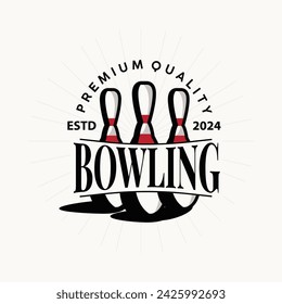 Bowling Sports Club Logo, Bowling Ball And Pin Design Vector Tournament Templet Illustration