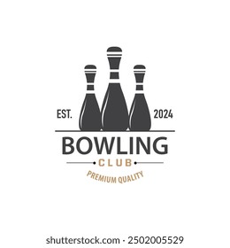 Bowling Sports Club Logo, Bowling Ball And Pin Design Vector Tournament Templet Illustration