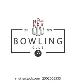 Bowling Sports Club Logo, Bowling Ball And Pin Design Vector Tournament Templet Illustration