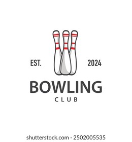 Bowling Sports Club Logo, Bowling Ball And Pin Design Vector Tournament Templet Illustration