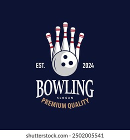 Bowling Sports Club Logo, Bowling Ball And Pin Design Vector Tournament Templet Illustration