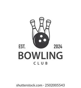 Bowling Sports Club Logo, Bowling Ball And Pin Design Vector Tournament Templet Illustration