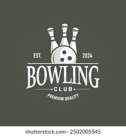 Bowling Sports Club Logo, Bowling Ball And Pin Design Vector Tournament Templet Illustration