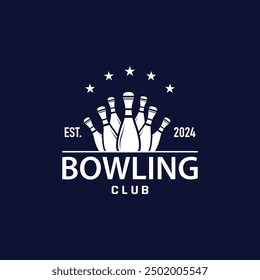 Bowling Sports Club Logo, Bowling Ball And Pin Design Vector Tournament Templet Illustration