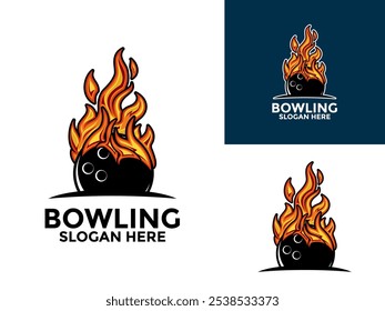 Bowling Sports Club Logo vector, Bowling with Flame logo design template, Hot Bowling logo icon